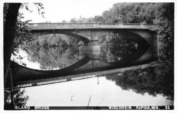 Wisconsin Rapids Wisconsin Island Bridge Real Photo Vintage Postcard AA94299