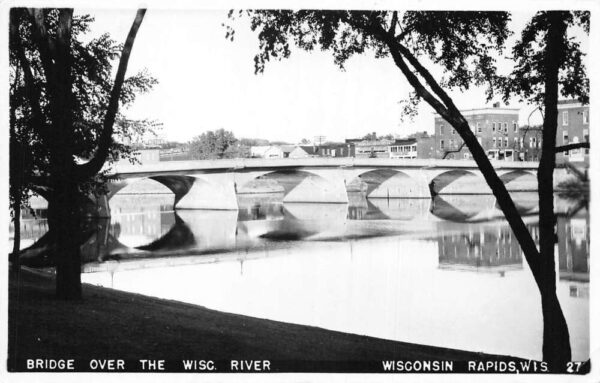 Wisconsin Rapids Wisconsin Bridge over Wisconsin River Real Photo PC AA94301