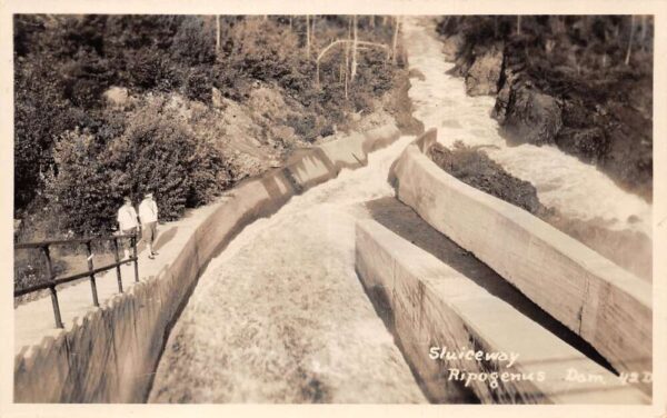 Ripogenus Dam Maine Sluiceway Scenic View Real Photo Postcard AA94310