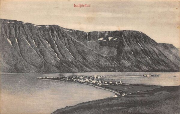 Isafjordur Iceland Birds Eye View Vintage Postcard AA94316