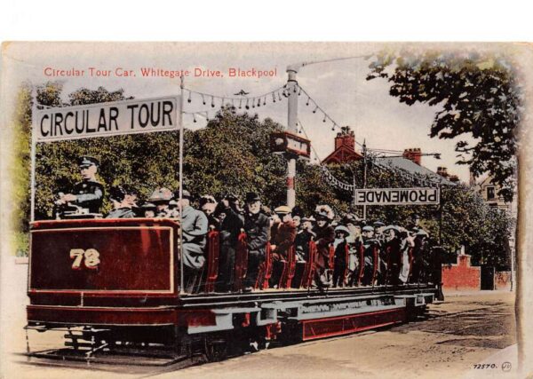 Blackpool England Circular Tour Car Whitegate Drive Vintage Postcard AA94328