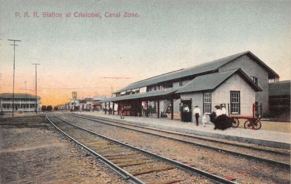 Cristobal Canal Zone Panama Train Station Vintage Postcard AA94329