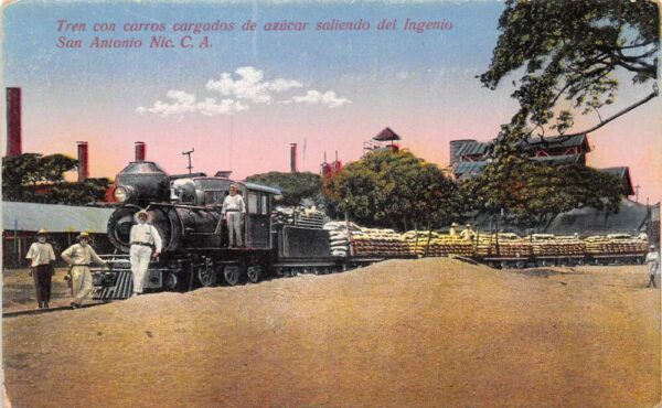 San Antonio Nicaragua Train Loaded with Sugar Vintage Postcard AA94335