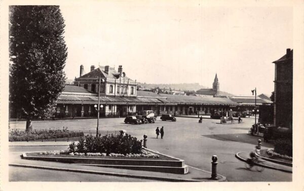 Vichy France Train Station and Street Scene Real Photo Postcard AA94338