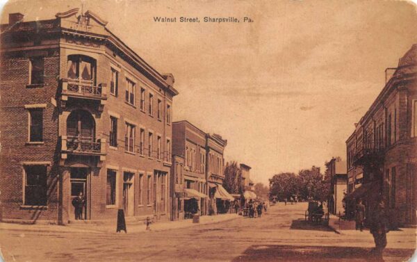 Sharpsville Pennsylvania Walnut Street Vintage Postcard AA94344