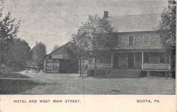 Sciota Pennsylvania Hotel and West Main Street Vintage Postcard AA94345