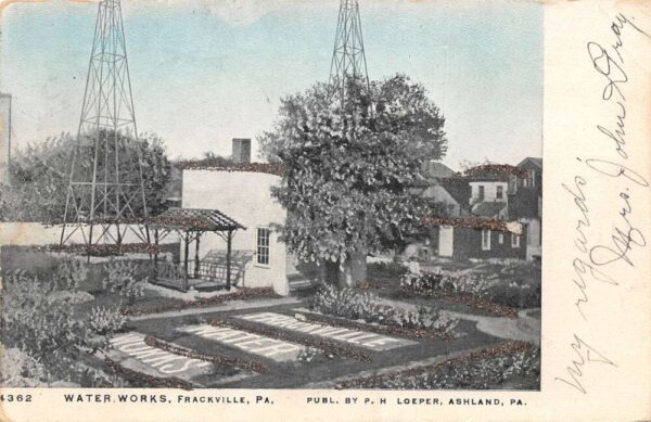 Frackville Pennsylvania Water Works Glitter Vintage Postcard AA94353