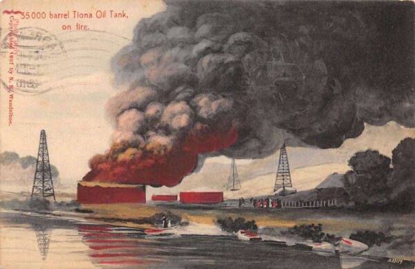 Tiona Pennsylvania Oil Tank Fire Disaster Vintage Postcard AA94355