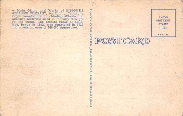 Philadelphia Pennsylvania Simonds Abrasive Co Office and Factory PC AA94370 - Image 2