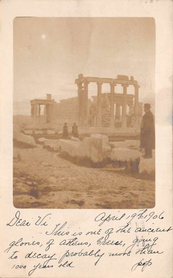 Athens Greece Ancient Ruins Erechtheion Real Photo Vintage Postcard AA94380