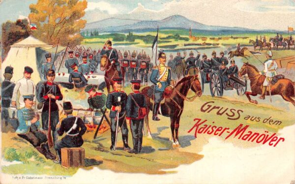 Germany Kaiser Manover Gruss aus Military Greetings Vintage Postcard AA94389