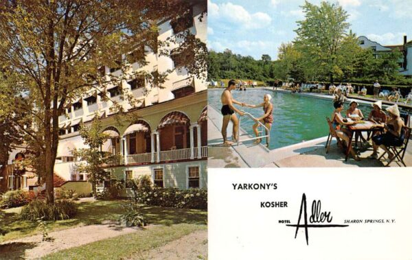 Sharon Springs New York Yarkony's Kosher Hotel Adler Judaica Postcard AA94393