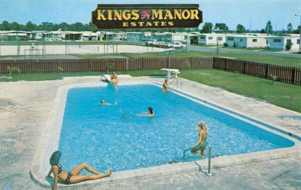 Largo Florida King Manor States Trailer Park Swimming Pool Postcard AA94394