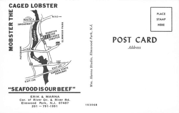 Elmwood Park New Jersey Mobster the Caged Lobster Restaurant Postcard AA94403 - Image 2