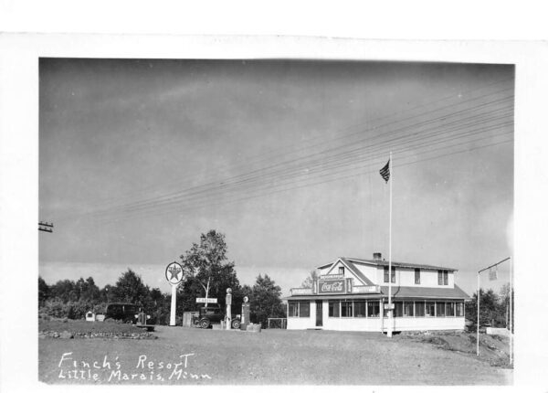 Little Marais Minnesota Finche's Resort Texaco Coke Signs Real Photo PC AA94406