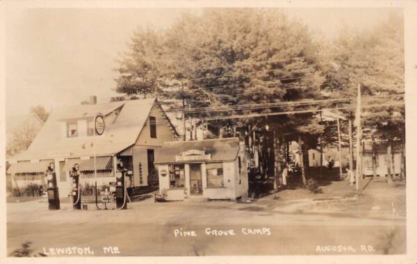 Lewiston Maine Pine Grove Camps Tydol Gas Coke Sign Real Photo PC AA94407