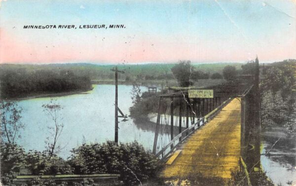 Lesueur Minnesota River Bridge Scenic View Vintage Postcard AA94420