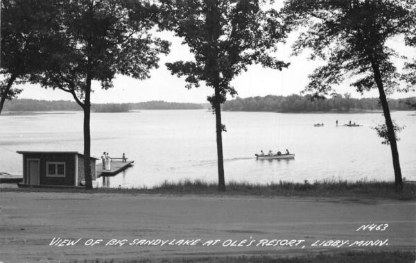 Libby Minnesota Ole's Resort Big Sandy Lake Real Photo Postcard AA94448