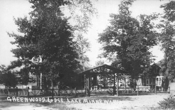 Lake Minnewawa Minnesota Greenwood Lodge Real Photo Vintage Postcard AA94449