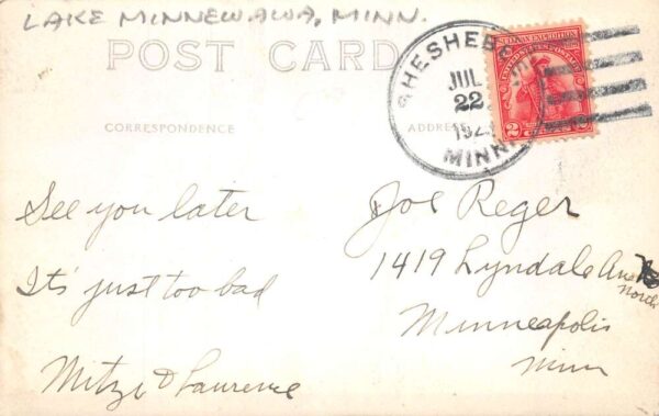 Lake Minnewawa Minnesota Greenwood Lodge Real Photo Vintage Postcard AA94449 - Image 2