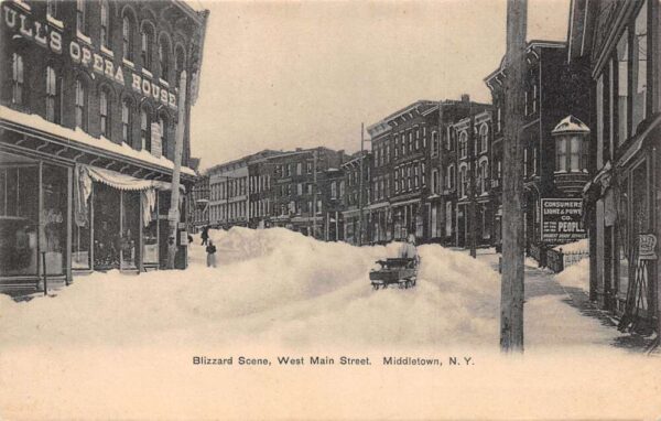 Middletown New York West Main Street Opera House Blizzard Snow Storm PC AA94994