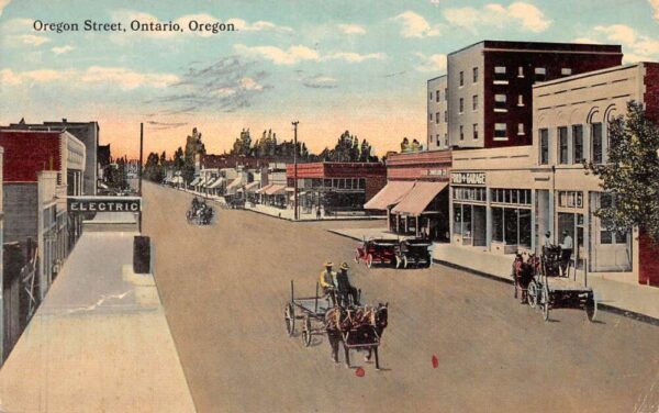 Ontario Oregon Oregon Street Ford Garage Vintage Postcard AA95000