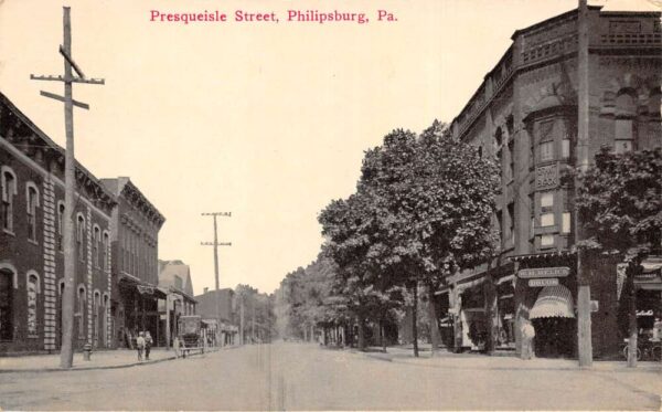 Philipsburg Pennsylvania Presqueisle Street Drug Store Vintage Postcard AA95004