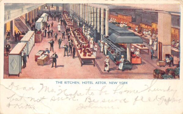 New York City Hotel Astor Kitchen Vintage Postcard AA95012