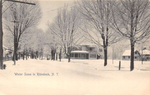 Rhinebeck New York Winter Street Scene Vintage Postcard AA95014