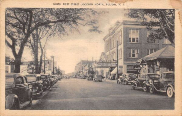 Fulton New York South First Street Looking North Vintage Postcard AA95016