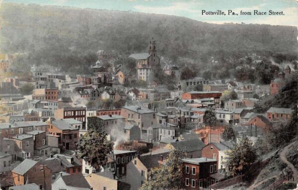 Pottsville Pennsylvania Birds Eye View from Race Street Vintage Postcard AA95026