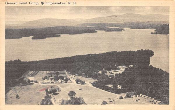 Winnipesaukee New Hampshire Geneva Point Camp Aerial View Postcard AA95029