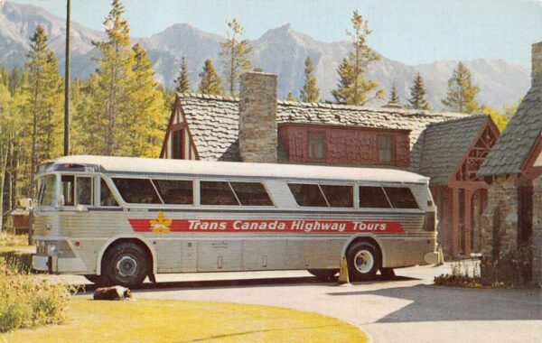 Banff Trans-Canada Highway Coach Bus Royal Glacier Tour Postcard AA95038