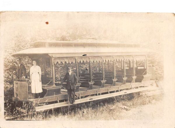 Trolley Street Car Conductor Motorman and Passenger Real Photo Postcard AA95047