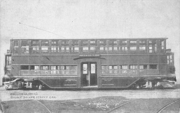 Columbus Ohio Double Decker Street Car Trolley Vintage Postcard AA95048