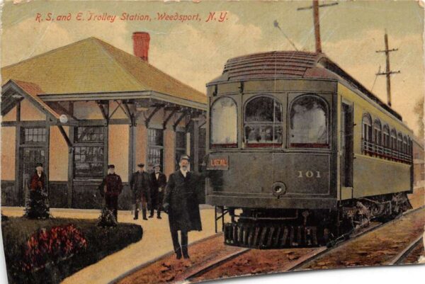 Weedsport New York RSE Trolley Station Vintage Postcard AA95065