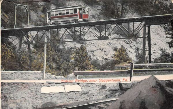 Yeagertown Pennsylvania Trolley Bridge Vintage Postcard AA95077