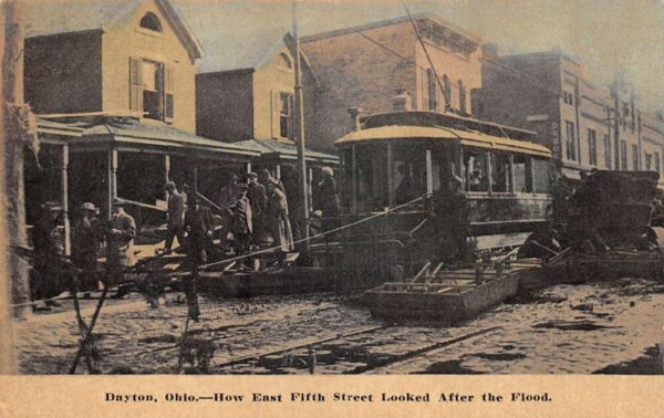 Dayton Ohio East 5th Street After Flood Disaster Vintage Postcard AA95080