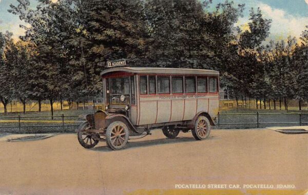 Pocatello Idaho 1 Academy Street Car Bus Vintage Postcard AA95087