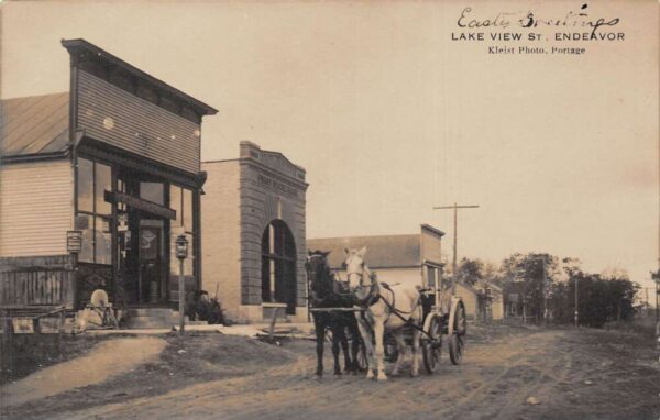 Endeavor Wisconsin ? Lake View Street First State Bank Real Photo PC AA95208