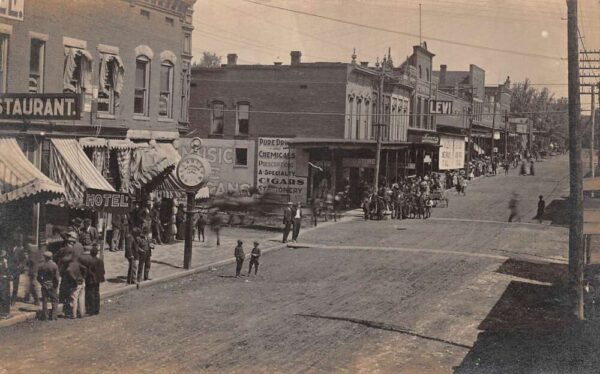 Oakland City Indiana Street Scene Business District Real Photo Postcard AA95211