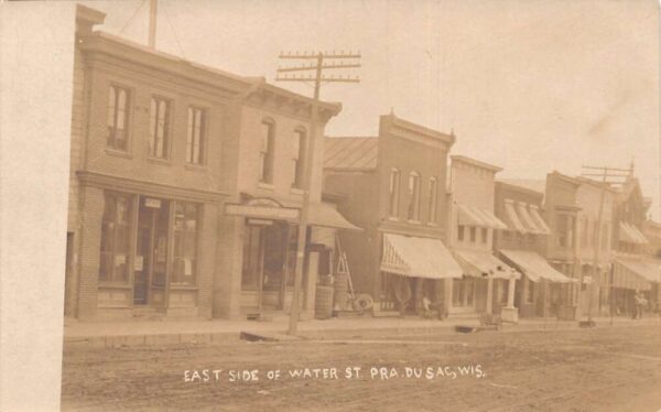 Prairie du Sac Wisconsin Water Street East Side Real Photo Postcard AA95221