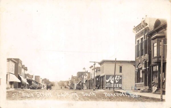 Bancroft Nebraska Main Street Beer Sign Real Photo Postcard AA95225