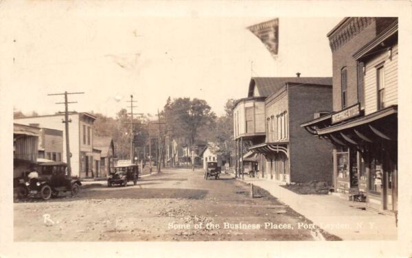 Port Leyden New York Business District Street Scene Real Photo Postcard AA95230