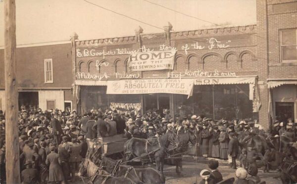 Hopkinton Iowa Free Sewing Machine Event Real Photo Vintage Postcard AA95239