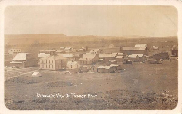 Twodot Montana Birds Eye View Real Photo Vintage Postcard AA95240