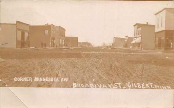 Gilbert Minnesota Broadway Street Business District Real Photo Postcard AA95247