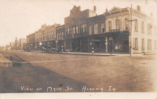 Algona Iowa Main Street Business District Real Photo Postcard AA95250