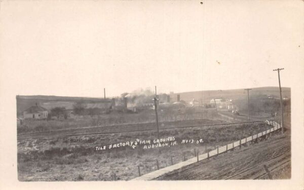 Audubon Iowa Factory and Fair Grounds Birds Eye View Real Photo Postcard AA95260