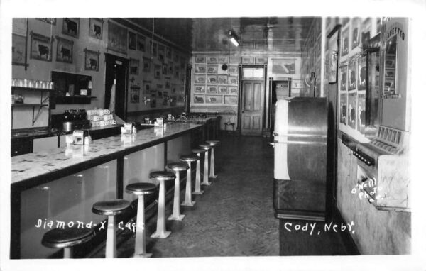 Cody Nebraska Diamond X Cafe Jukebox Cigarette Vending Real Photo PC AA95264